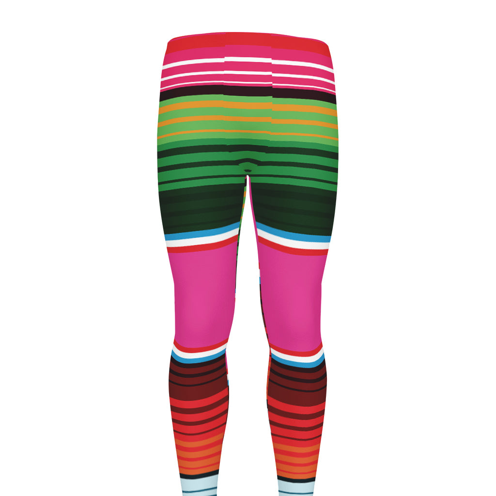 Colorful Mexican Blanket Stripe Print Men's leggings