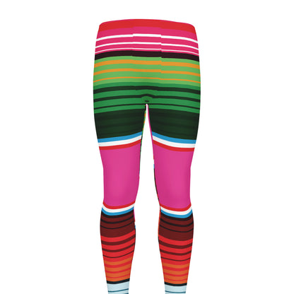 Colorful Mexican Blanket Stripe Print Men's leggings