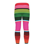 Colorful Mexican Blanket Stripe Print Men's leggings