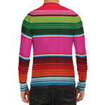 Colorful Mexican Blanket Stripe Print Men's Long Sleeve Rash Guard