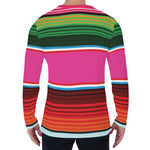Colorful Mexican Blanket Stripe Print Men's Long Sleeve T-Shirt