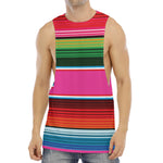 Colorful Mexican Blanket Stripe Print Men's Muscle Tank Top