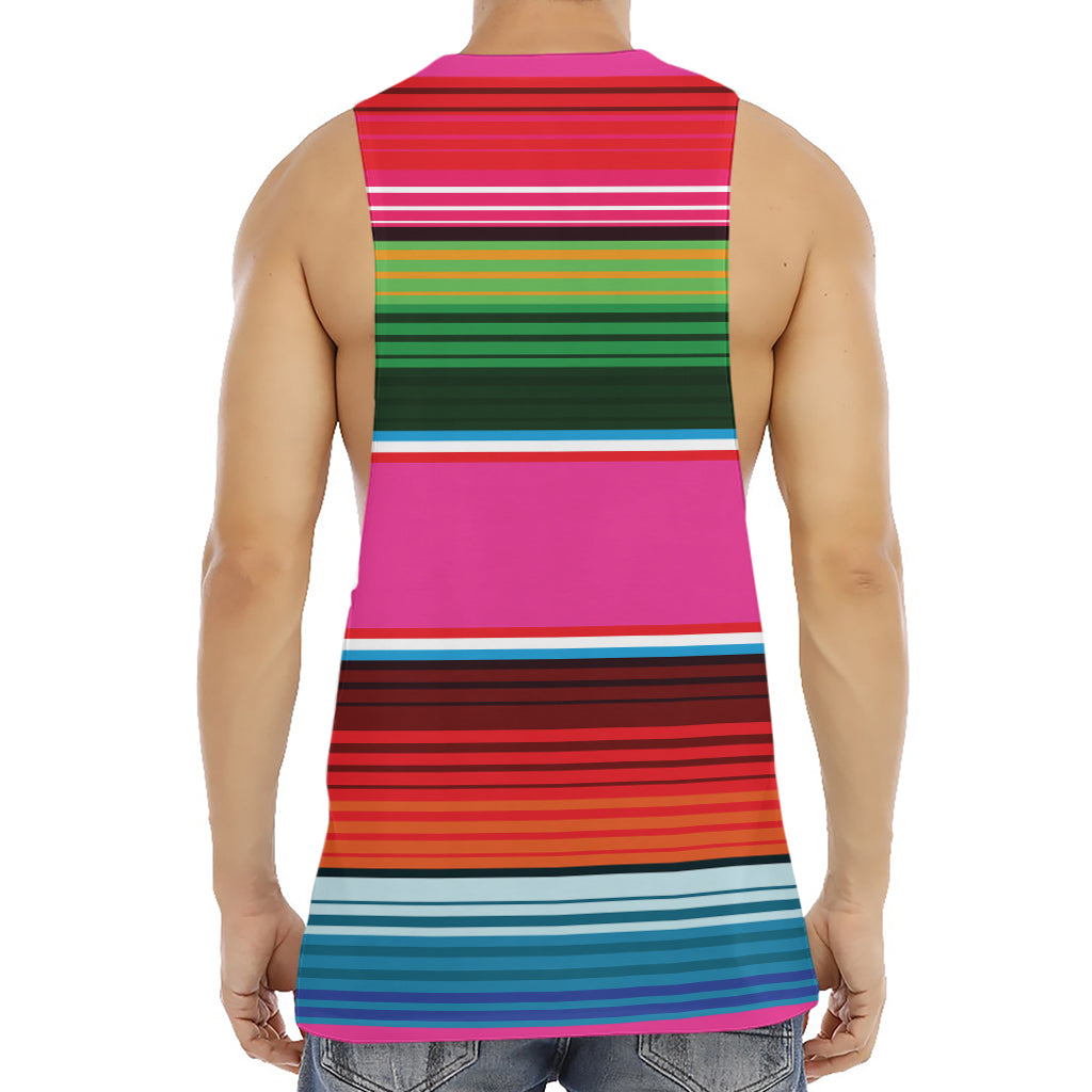 Colorful Mexican Blanket Stripe Print Men's Muscle Tank Top