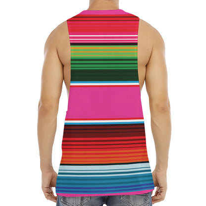 Colorful Mexican Blanket Stripe Print Men's Muscle Tank Top