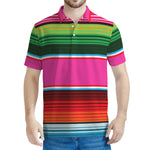 Colorful Mexican Blanket Stripe Print Men's Polo Shirt
