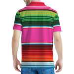 Colorful Mexican Blanket Stripe Print Men's Polo Shirt