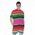 Colorful Mexican Blanket Stripe Print Men's Rompers