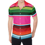 Colorful Mexican Blanket Stripe Print Men's Shirt