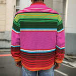 Colorful Mexican Blanket Stripe Print Men's Shirt Jacket