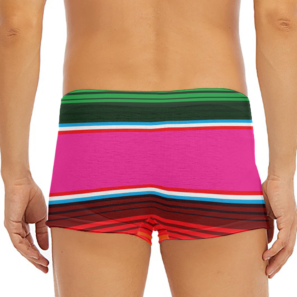 Colorful Mexican Blanket Stripe Print Men's Short Boxer Briefs