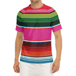 Colorful Mexican Blanket Stripe Print Men's Short Sleeve Rash Guard