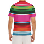 Colorful Mexican Blanket Stripe Print Men's Short Sleeve Rash Guard