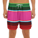Colorful Mexican Blanket Stripe Print Men's Split Running Shorts