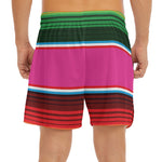Colorful Mexican Blanket Stripe Print Men's Split Running Shorts