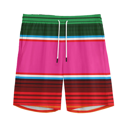 Colorful Mexican Blanket Stripe Print Men's Sports Shorts