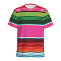 Colorful Mexican Blanket Stripe Print Men's Athletic T-Shirt
