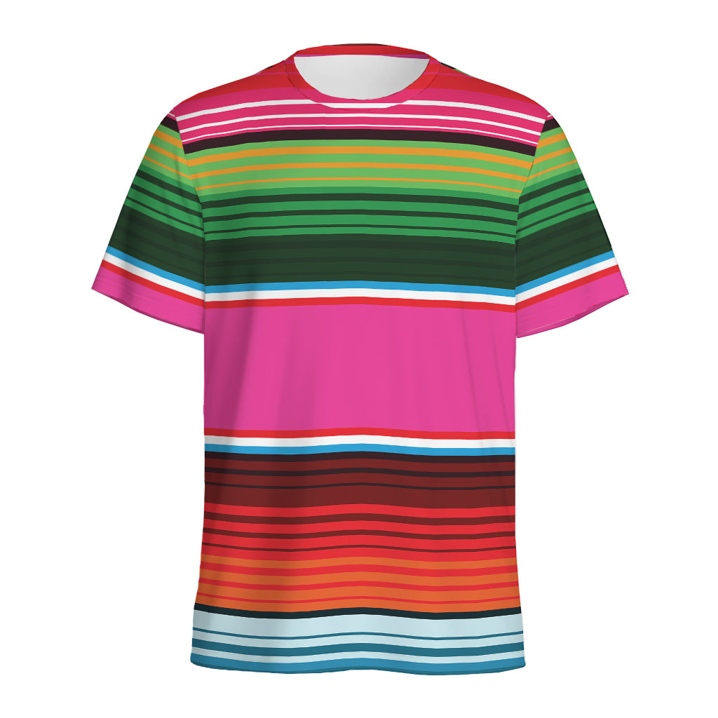 Colorful Mexican Blanket Stripe Print Men's Sports T-Shirt