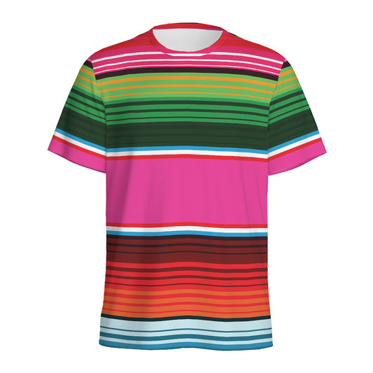 Colorful Mexican Blanket Stripe Print Men's Sports T-Shirt