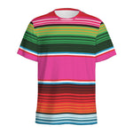 Colorful Mexican Blanket Stripe Print Men's Sports T-Shirt