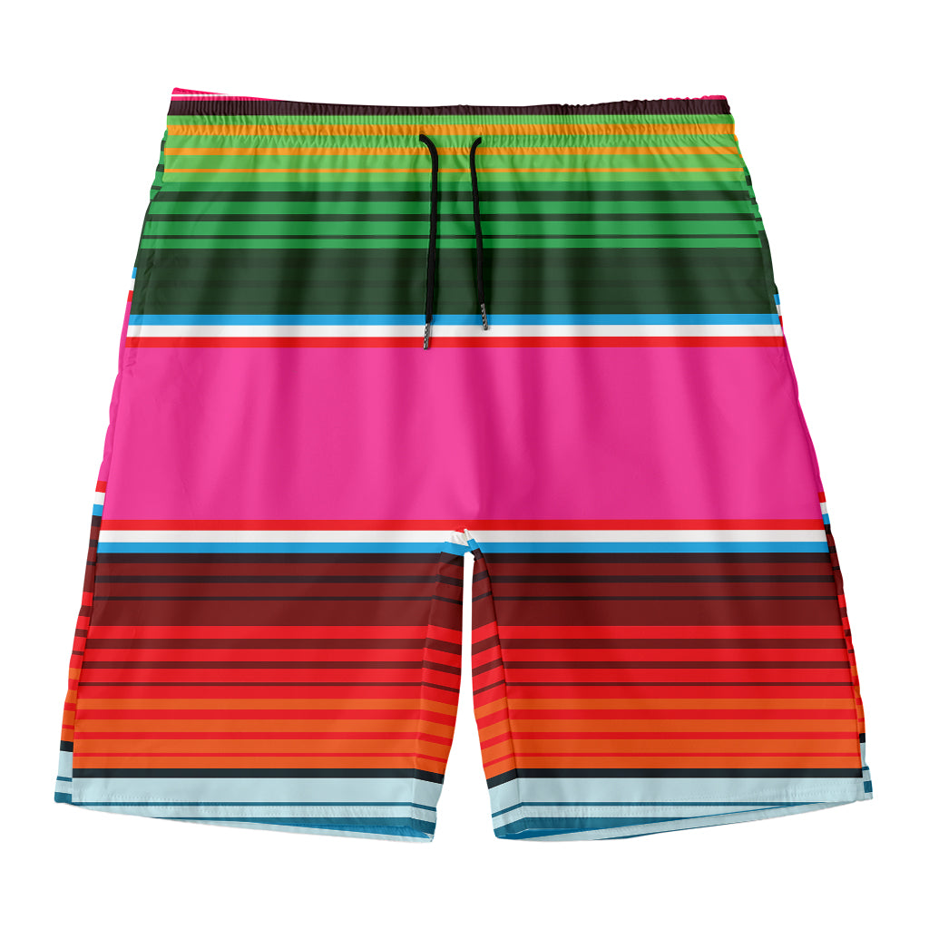 Colorful Mexican Blanket Stripe Print Men's Swim Trunks