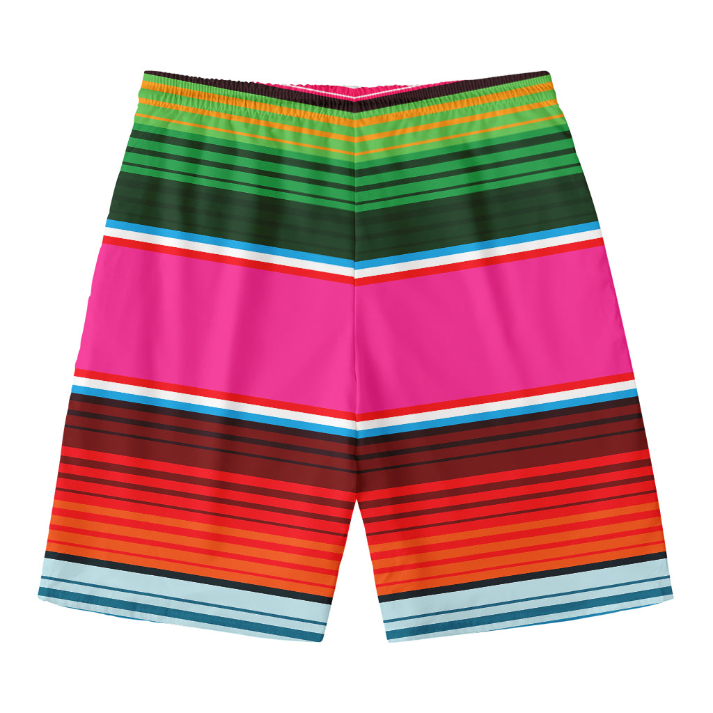 Colorful Mexican Blanket Stripe Print Men's Swim Trunks