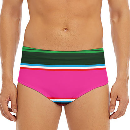 Colorful Mexican Blanket Stripe Print Men's Triangle Swim Briefs