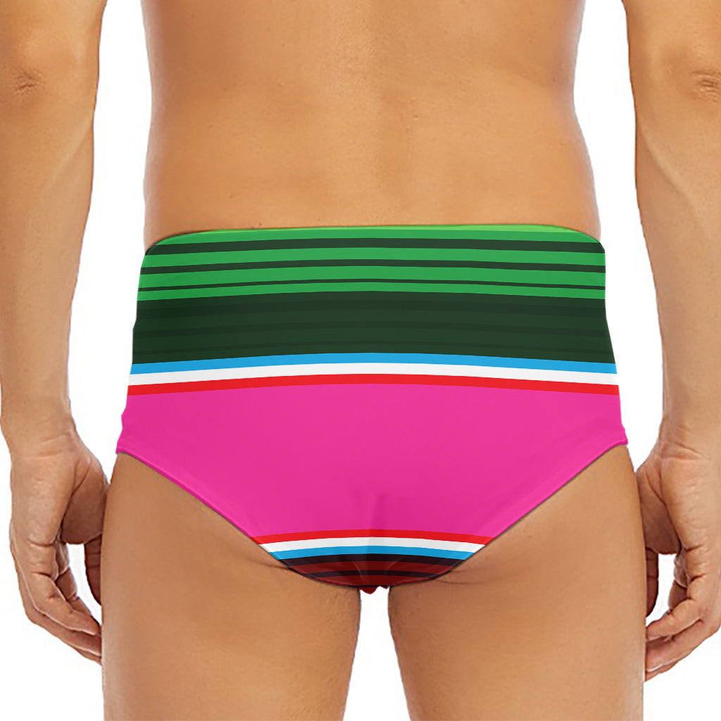 Colorful Mexican Blanket Stripe Print Men's Triangle Swim Briefs