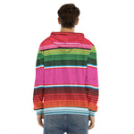 Colorful Mexican Blanket Stripe Print Men's Velvet Pullover Hoodie
