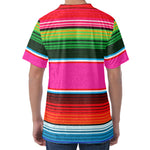 Colorful Mexican Blanket Stripe Print Men's Velvet T-Shirt