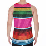 Colorful Mexican Blanket Stripe Print Men's Velvet Tank Top
