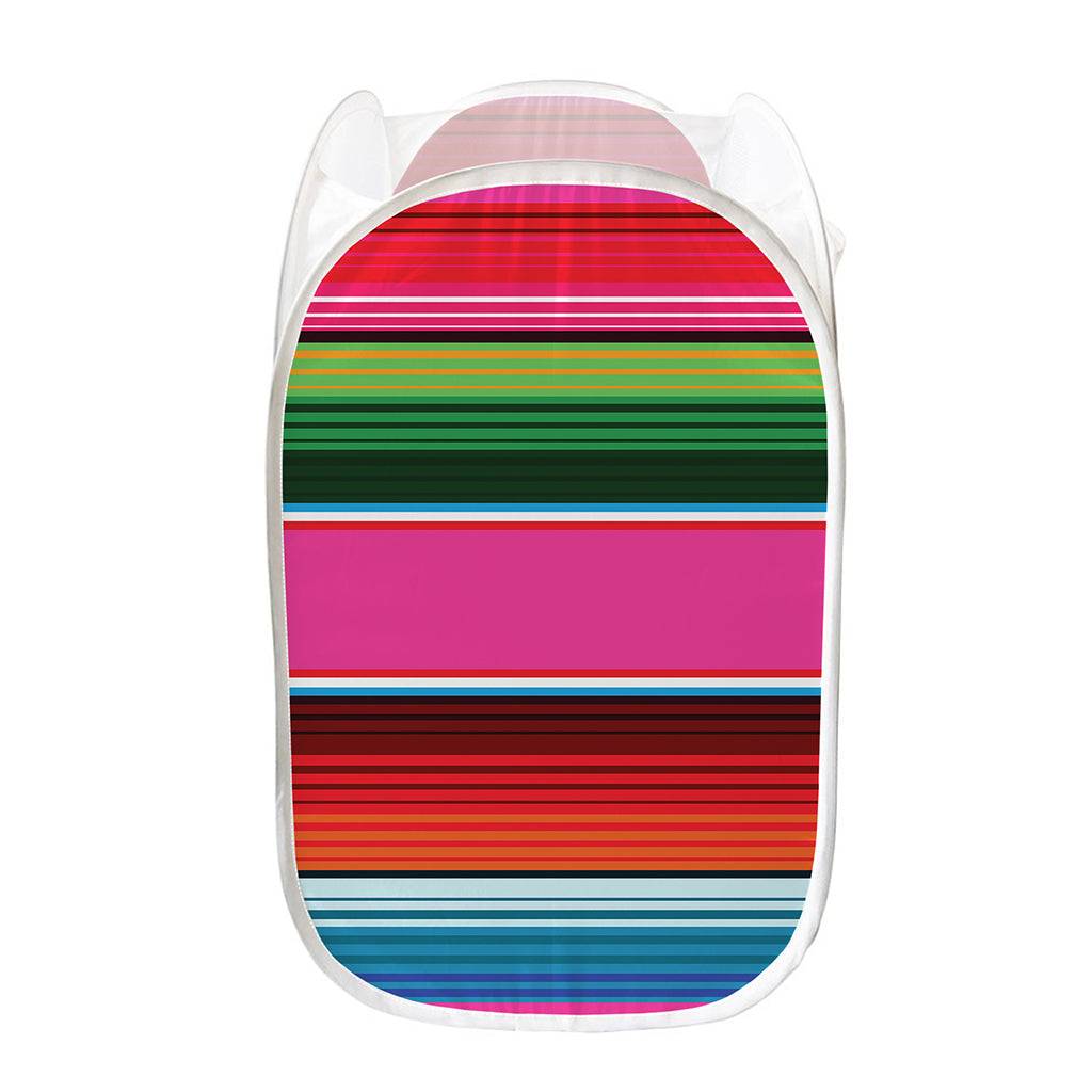 Colorful Mexican Blanket Stripe Print Mesh Laundry Hamper