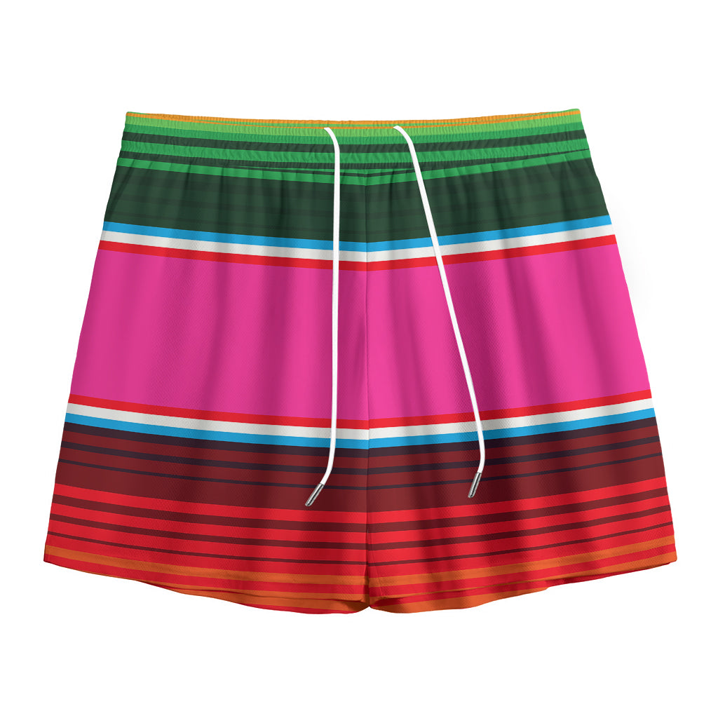 Colorful Mexican Blanket Stripe Print Mesh Shorts