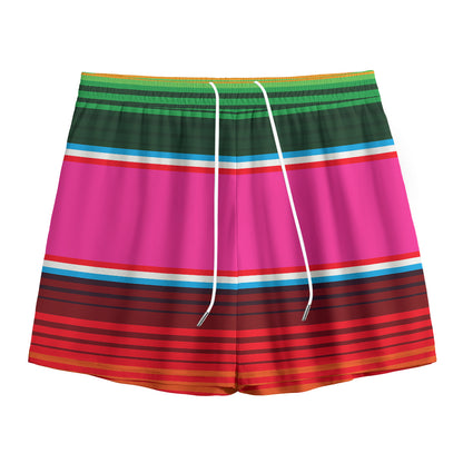 Colorful Mexican Blanket Stripe Print Mesh Shorts