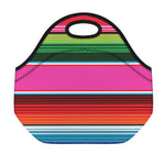 Colorful Mexican Blanket Stripe Print Neoprene Lunch Bag