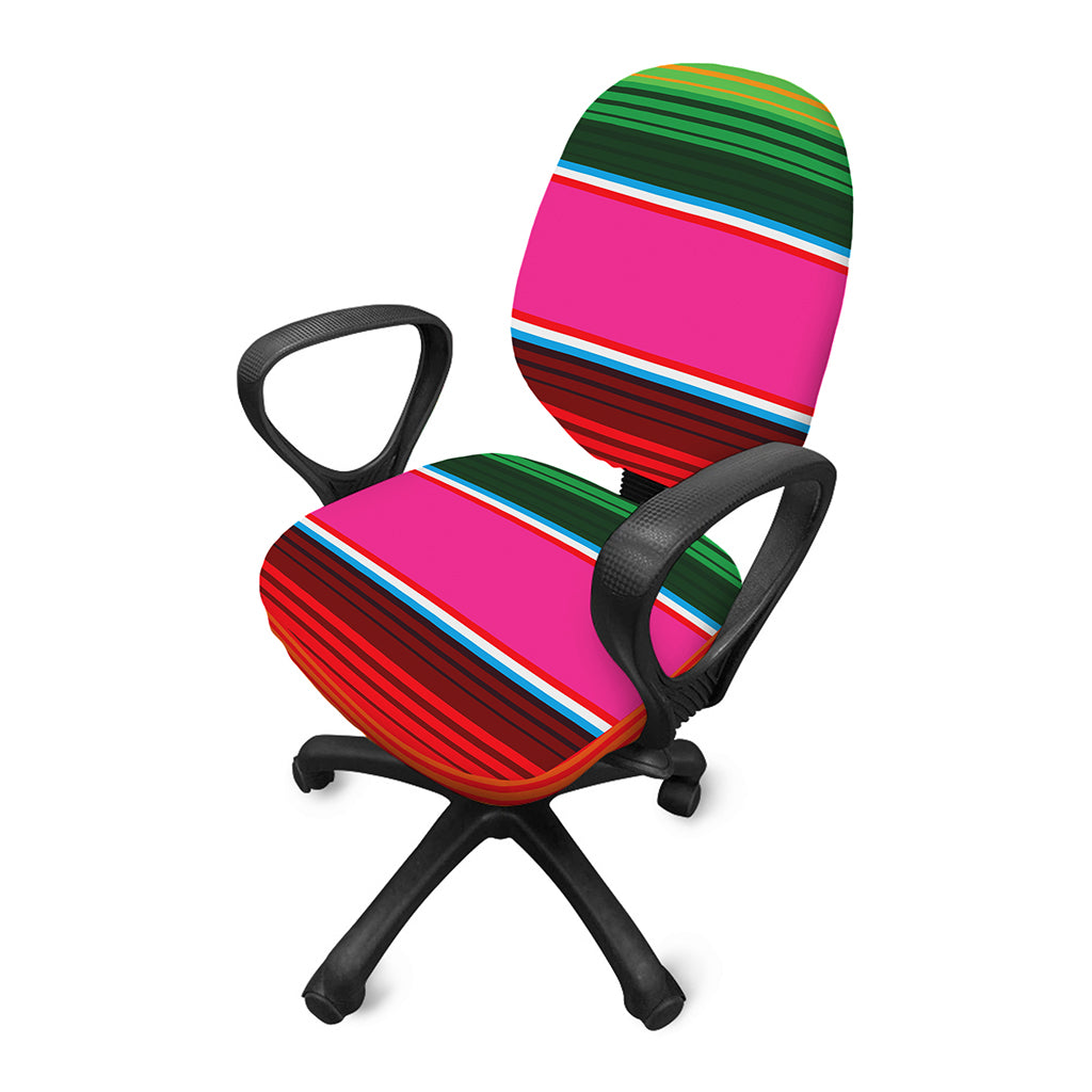 Colorful Mexican Blanket Stripe Print Office Chair Cover