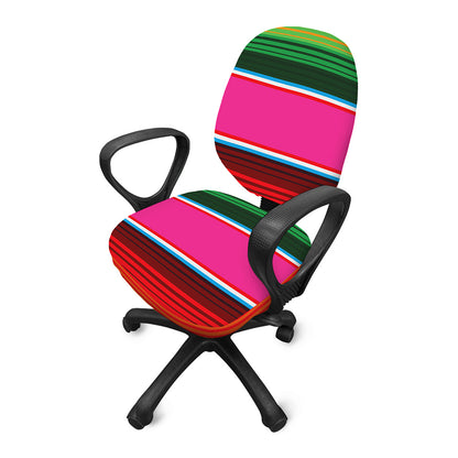 Colorful Mexican Blanket Stripe Print Office Chair Cover