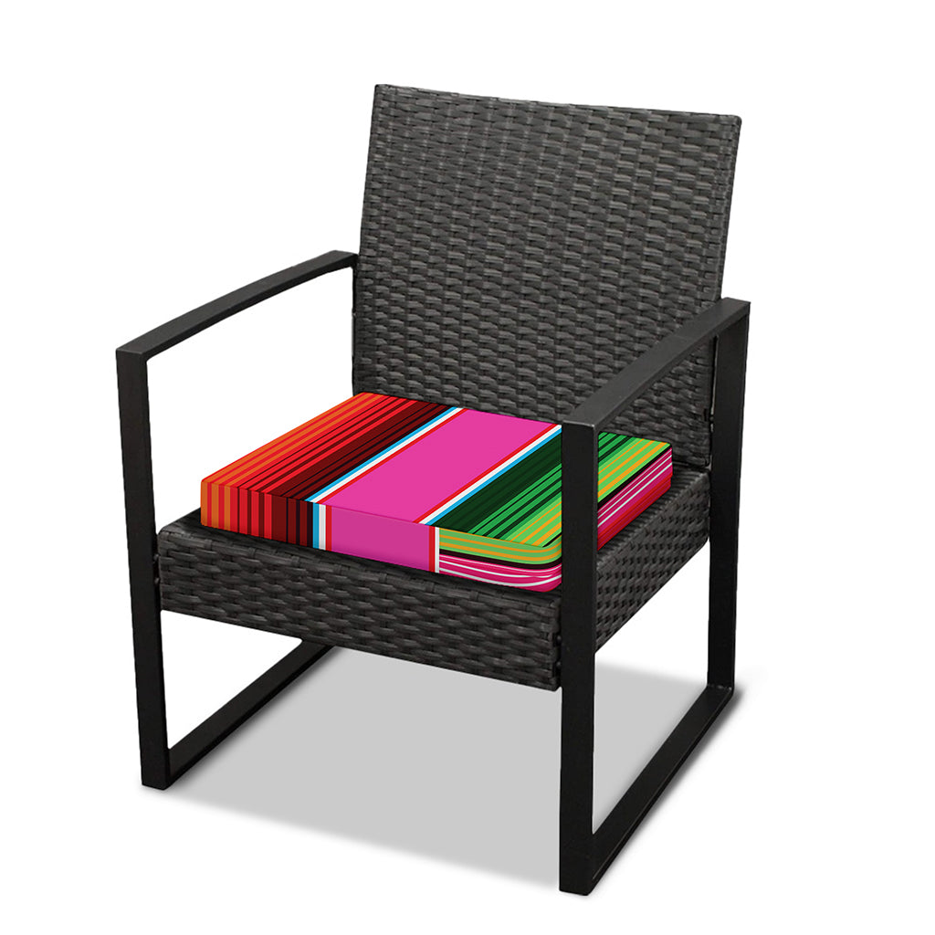 Colorful Mexican Blanket Stripe Print Outdoor Seat Cushion Cover