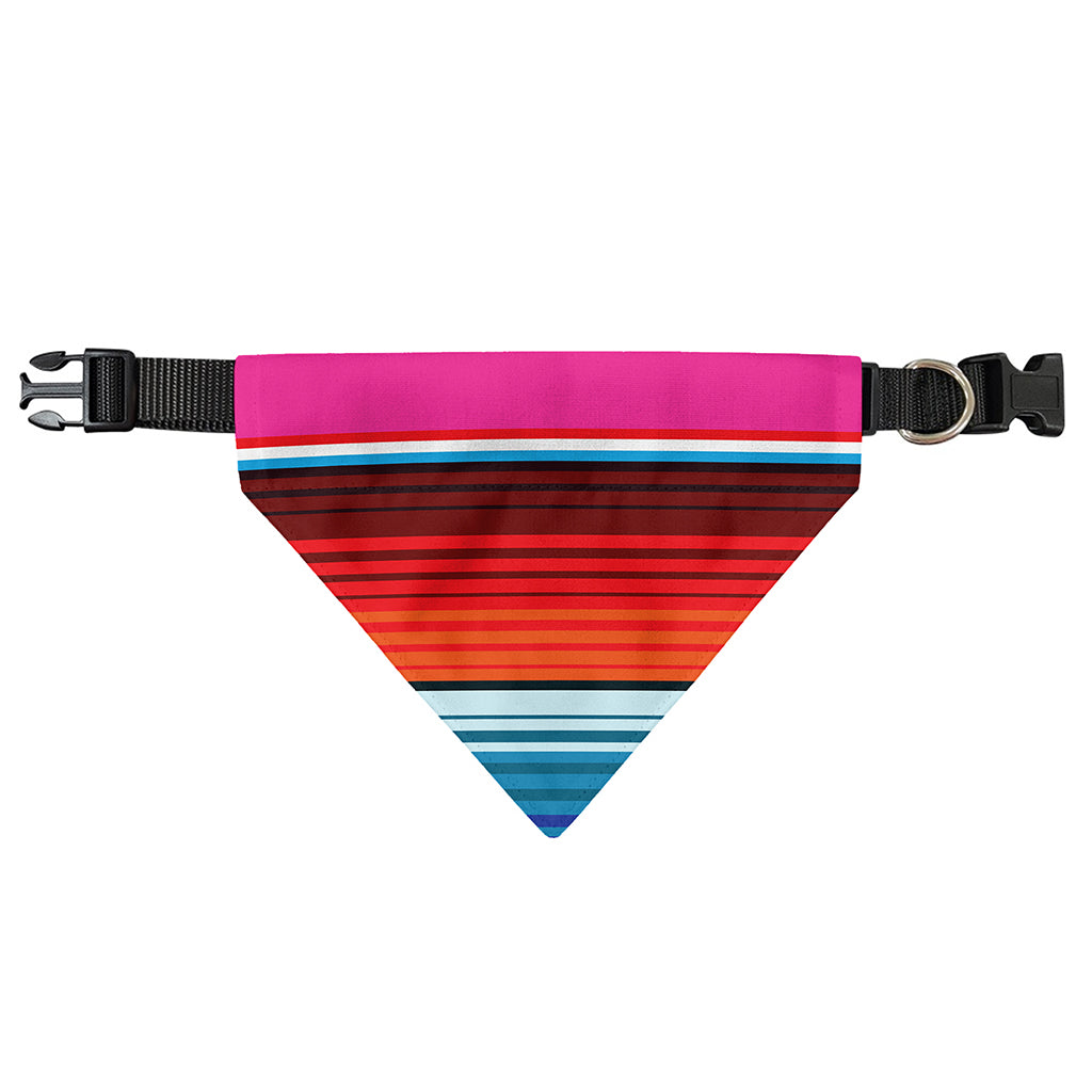 Colorful Mexican Blanket Stripe Print Over The Collar Dog Bandana