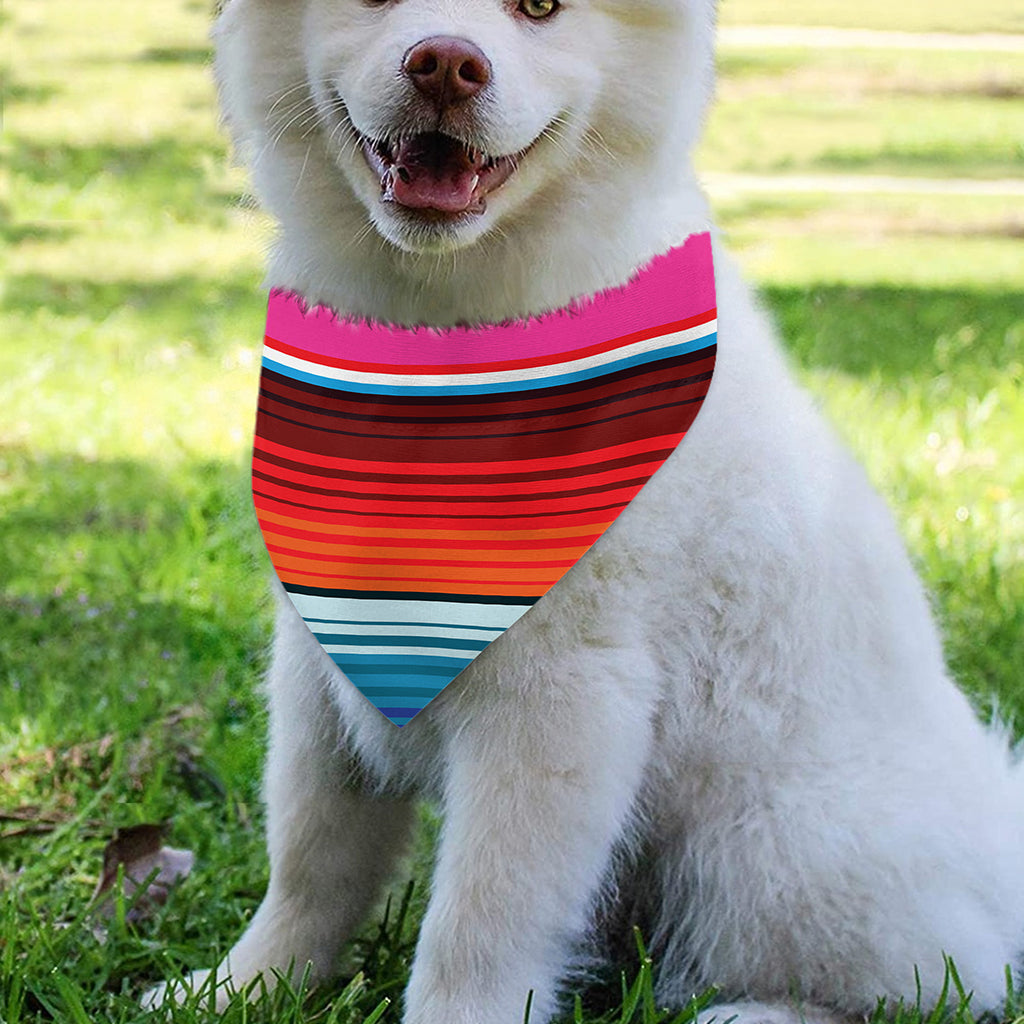 Colorful Mexican Blanket Stripe Print Over The Collar Dog Bandana