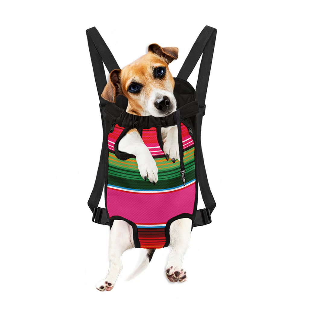 Colorful Mexican Blanket Stripe Print Pet Carrier Backpack
