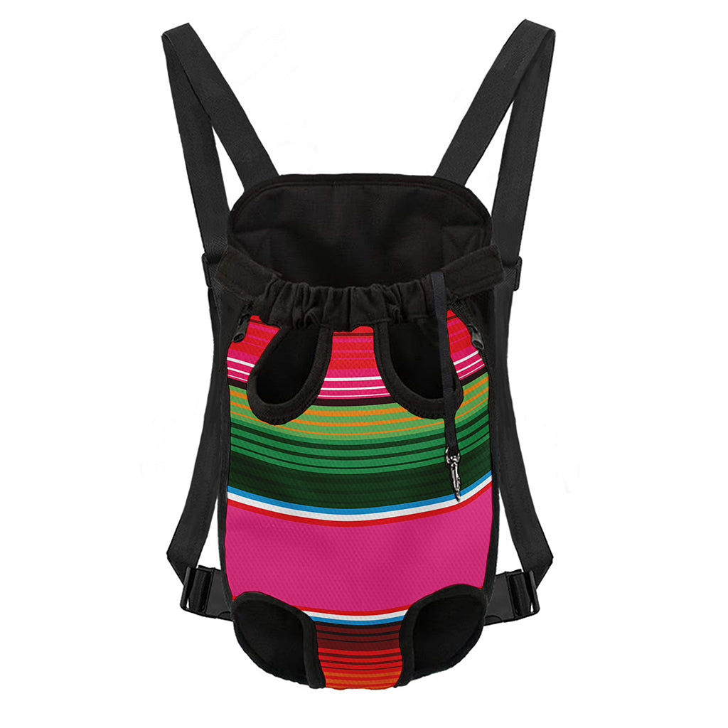 Colorful Mexican Blanket Stripe Print Pet Carrier Backpack
