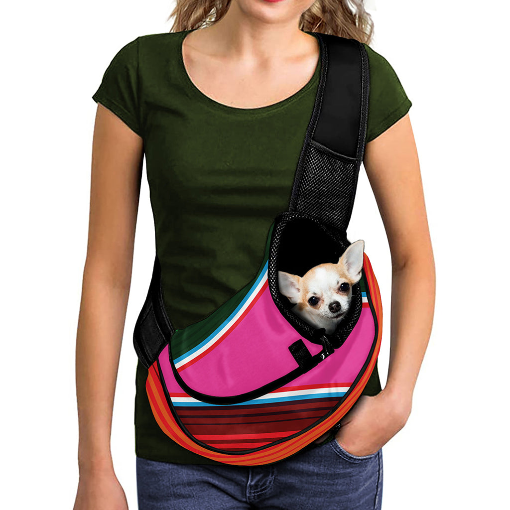 Colorful Mexican Blanket Stripe Print Pet Sling Carrier