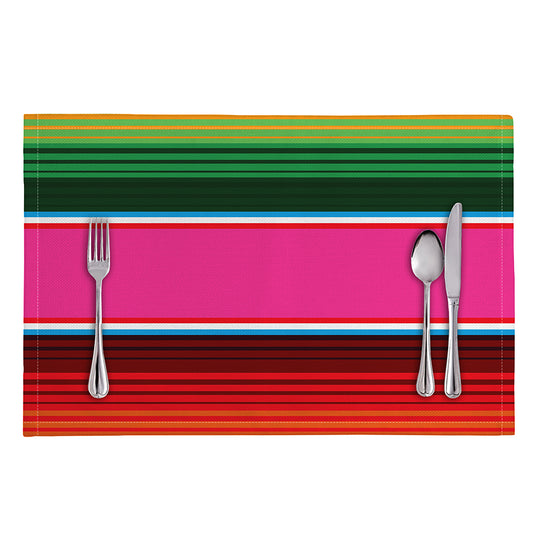 Colorful Mexican Blanket Stripe Print Placemat