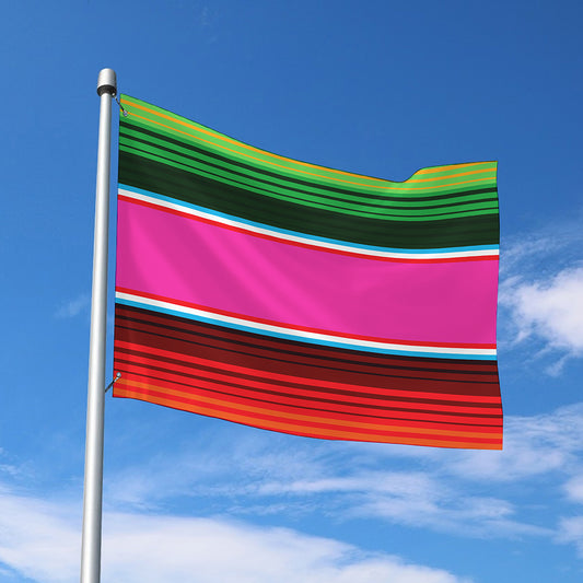 Colorful Mexican Blanket Stripe Print Polyester Flag