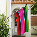 Colorful Mexican Blanket Stripe Print Polyester Flag