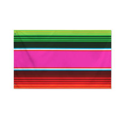 Colorful Mexican Blanket Stripe Print Polyester Flag