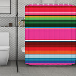 Colorful Mexican Blanket Stripe Print Polyester Shower Curtain