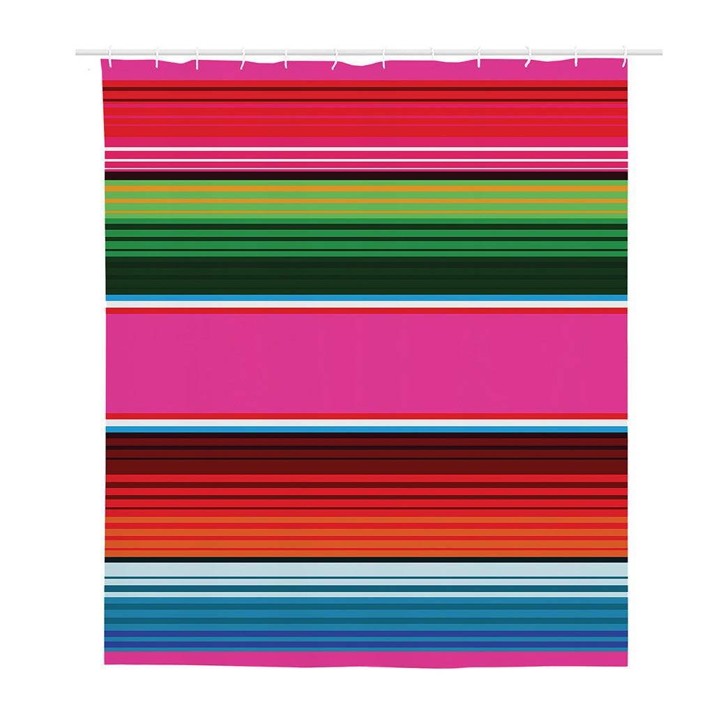 Colorful Mexican Blanket Stripe Print Polyester Shower Curtain
