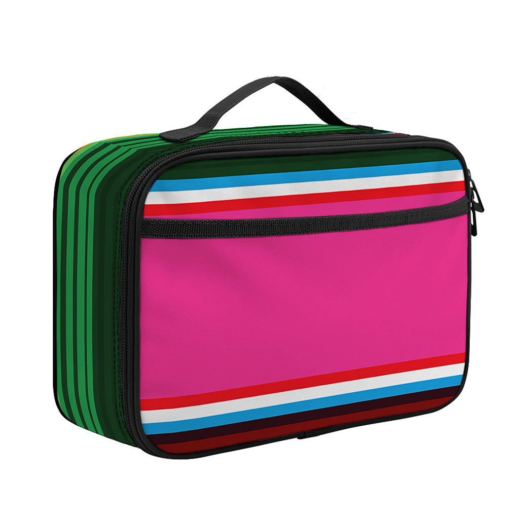 Colorful Mexican Blanket Stripe Print Portable Lunch Bag