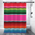 Colorful Mexican Blanket Stripe Print Premium Shower Curtain